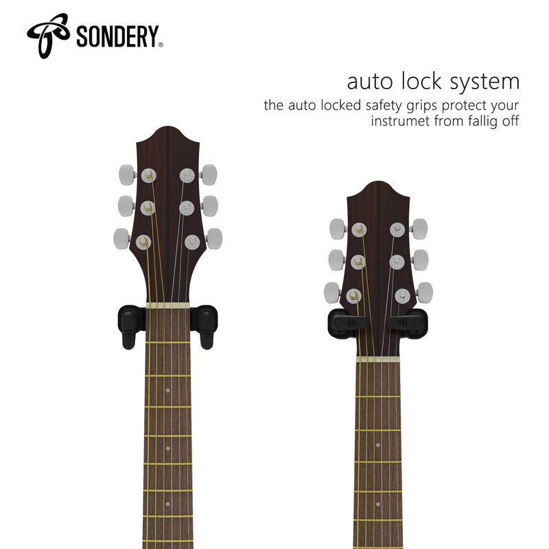 Sondery جيتار جدار جبل شماعات قفل تلقائي وحامل خطاف قابل للتعديل للجيتار الصوتي والكهربائي القيثارة باس البانجو والمندولين - Image 4